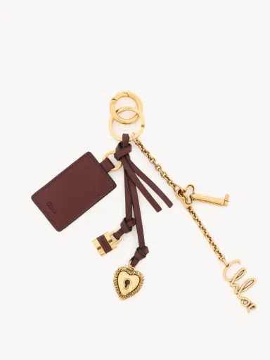 Chloé Chloé Symbols Heart & Lock key ring bag charm in brass & leather | Thumbnail 2 Chloé Chloé Symbols Heart & Lock key ring bag charm in brass & leather | Thumbnail 2