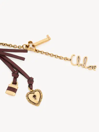 Chloé Chloé Symbols Heart & Lock key ring bag charm in brass & leather | Thumbnail 3 Chloé Chloé Symbols Heart & Lock key ring bag charm in brass & leather | Thumbnail 3