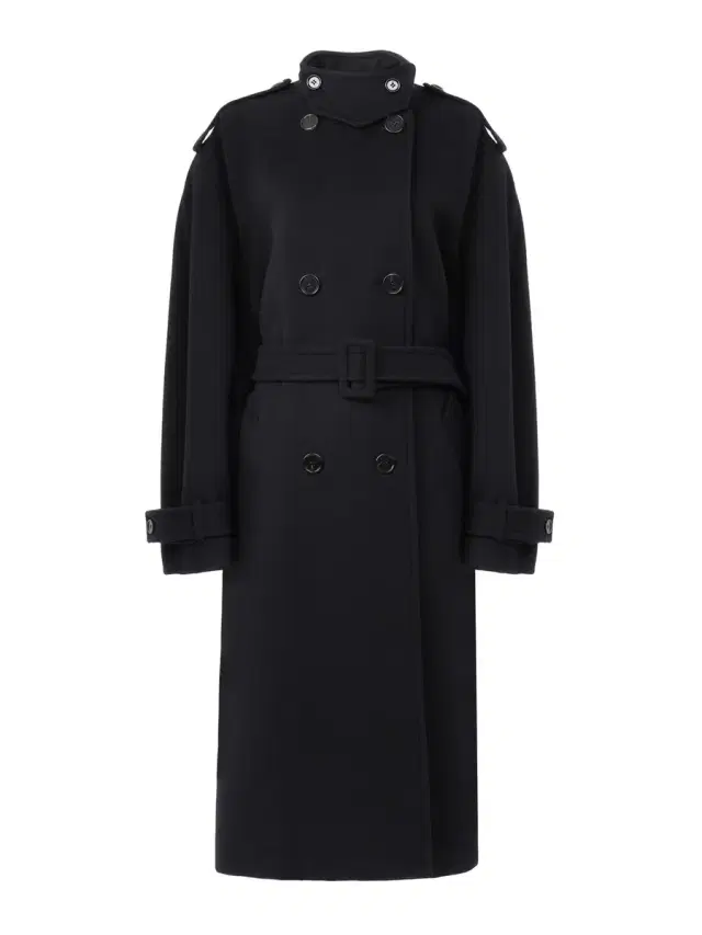 High-neck long coat in double-face wool High-neck long coat in double-face wool