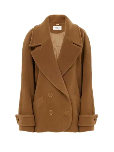 Chloé Double-breasted short coat in herringbone wool | Thumbnail 2 Chloé Double-breasted short coat in herringbone wool | Thumbnail 2