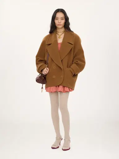 Chloé Double-breasted short coat in herringbone wool | Thumbnail 3 Chloé Double-breasted short coat in herringbone wool | Thumbnail 3