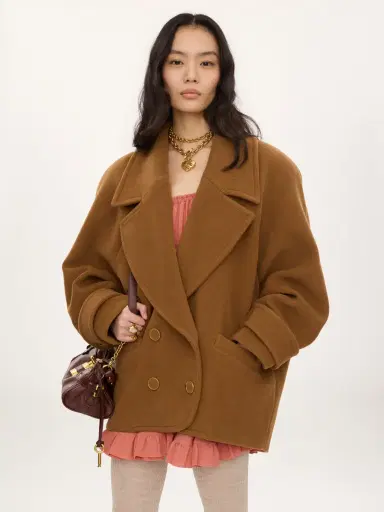 Chloé Double-breasted short coat in herringbone wool | Thumbnail 4 Chloé Double-breasted short coat in herringbone wool | Thumbnail 4