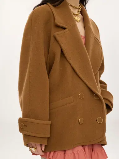 Chloé Double-breasted short coat in herringbone wool | Thumbnail 5 Chloé Double-breasted short coat in herringbone wool | Thumbnail 5