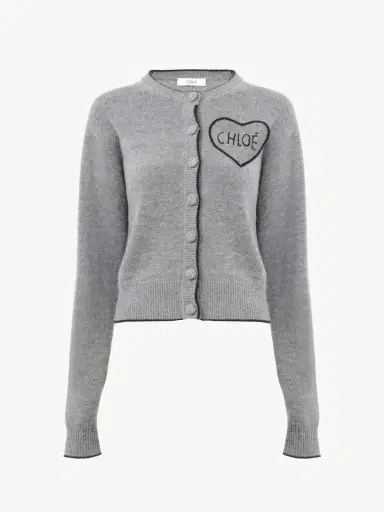 Chloé Fitted logo cardigan in a wool & cashmere knit | Thumbnail 2 Chloé Fitted logo cardigan in a wool & cashmere knit | Thumbnail 2