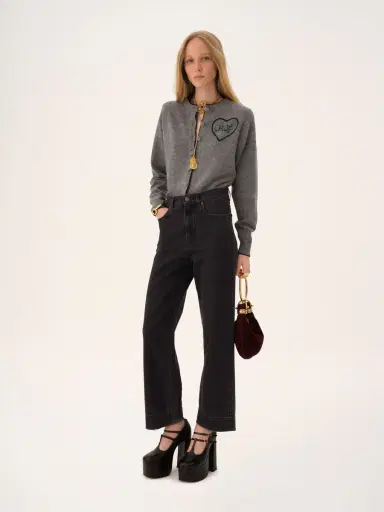 Chloé Fitted logo cardigan in a wool & cashmere knit | Thumbnail 3 Chloé Fitted logo cardigan in a wool & cashmere knit | Thumbnail 3