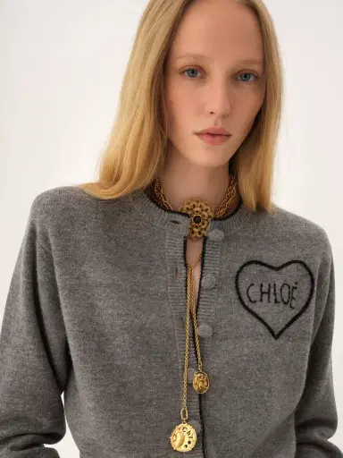 Chloé Fitted logo cardigan in a wool & cashmere knit | Thumbnail 6 Chloé Fitted logo cardigan in a wool & cashmere knit | Thumbnail 6