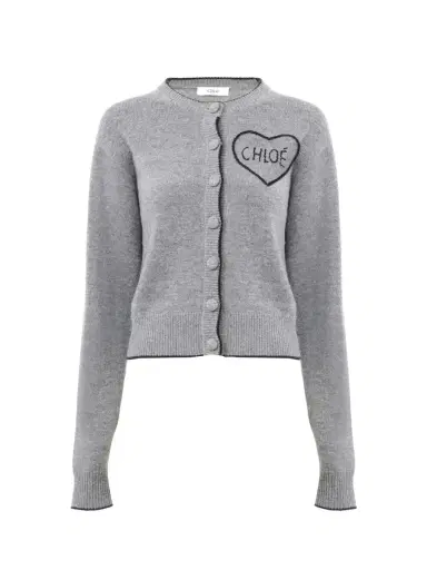 Chloé Fitted logo cardigan in a wool & cashmere knit | Thumbnail 1 Chloé Fitted logo cardigan in a wool & cashmere knit | Thumbnail 1