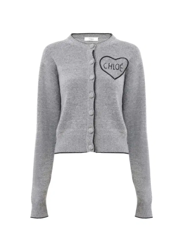Fitted logo cardigan in a wool & cashmere knit Fitted logo cardigan in a wool & cashmere knit