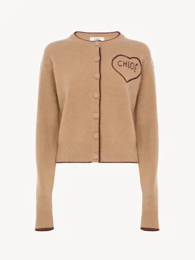 Chloé Fitted logo cardigan in a wool & cashmere knit | Thumbnail 2 Chloé Fitted logo cardigan in a wool & cashmere knit | Thumbnail 2