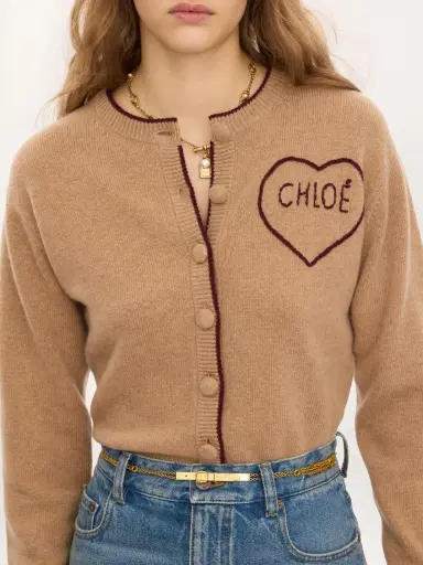 Chloé Fitted logo cardigan in a wool & cashmere knit | Thumbnail 6 Chloé Fitted logo cardigan in a wool & cashmere knit | Thumbnail 6