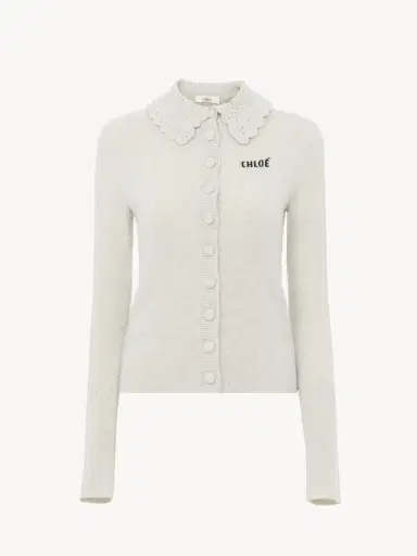 Chloé Fitted logo cardigan in a wool knit | Thumbnail 2 Chloé Fitted logo cardigan in a wool knit | Thumbnail 2