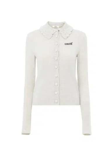 Chloé Fitted logo cardigan in a wool knit | Thumbnail 1 Chloé Fitted logo cardigan in a wool knit | Thumbnail 1