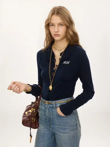 Chloé Fitted logo cardigan in a wool knit | Thumbnail 4 Chloé Fitted logo cardigan in a wool knit | Thumbnail 4