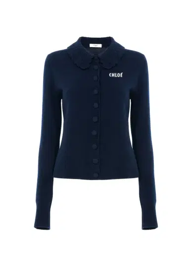 Chloé Fitted logo cardigan in a wool knit | Thumbnail 1 Chloé Fitted logo cardigan in a wool knit | Thumbnail 1
