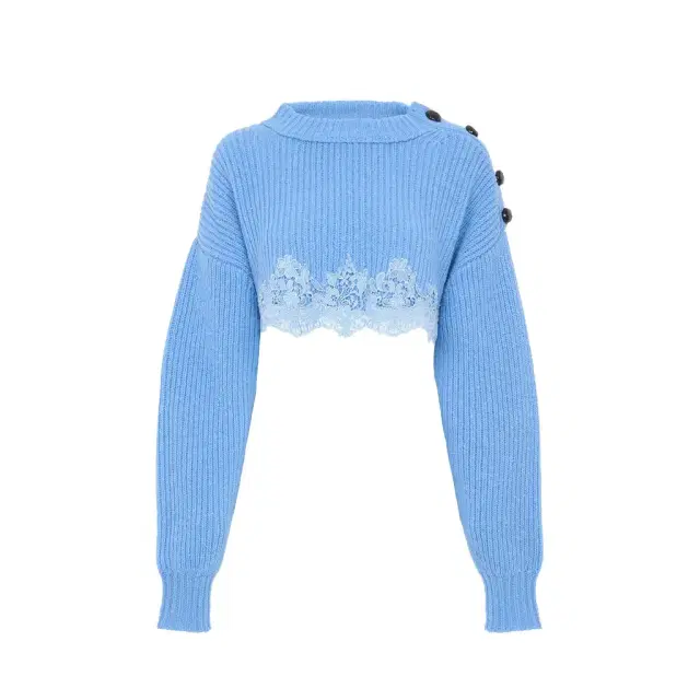 Cropped sweater in a merino wool knit & lace Cropped sweater in a merino wool knit & lace