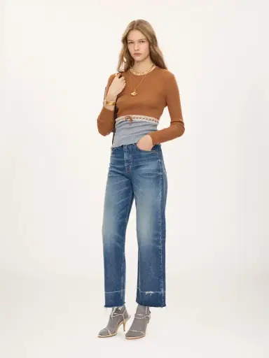 Chloé Cropped fitted sweater in a wool knit & lace | Thumbnail 3 Chloé Cropped fitted sweater in a wool knit & lace | Thumbnail 3