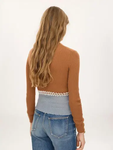 Chloé Cropped fitted sweater in a wool knit & lace | Thumbnail 5 Chloé Cropped fitted sweater in a wool knit & lace | Thumbnail 5