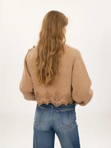 Chloé Cropped mock-neck sweater in a wool and cashmere knit & lace | Thumbnail 7 Chloé Cropped mock-neck sweater in a wool and cashmere knit & lace | Thumbnail 7
