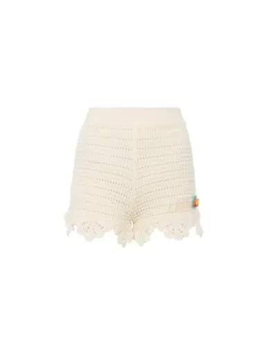 Chloé High-waisted logo mini shorts in crochet knit | Thumbnail 1 Chloé High-waisted logo mini shorts in crochet knit | Thumbnail 1