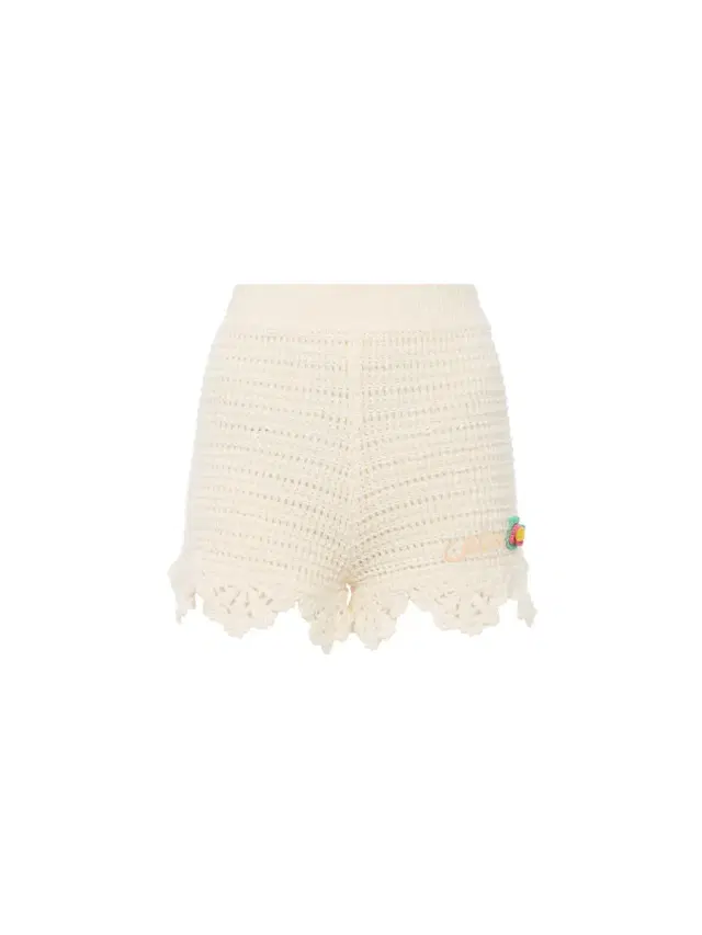 High-waisted logo mini shorts in crochet knit High-waisted logo mini shorts in crochet knit