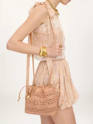 Chloé Mini Summer Banana drawstring shoulder bag in raffia | Thumbnail 3 Chloé Mini Summer Banana drawstring shoulder bag in raffia | Thumbnail 3