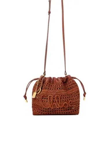 Chloé Mini Summer Banana drawstring shoulder bag in raffia | Thumbnail 1 Chloé Mini Summer Banana drawstring shoulder bag in raffia | Thumbnail 1