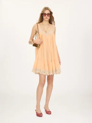 Chloé Thin-strap mini dress in silk georgette & lace | Thumbnail 3 Chloé Thin-strap mini dress in silk georgette & lace | Thumbnail 3