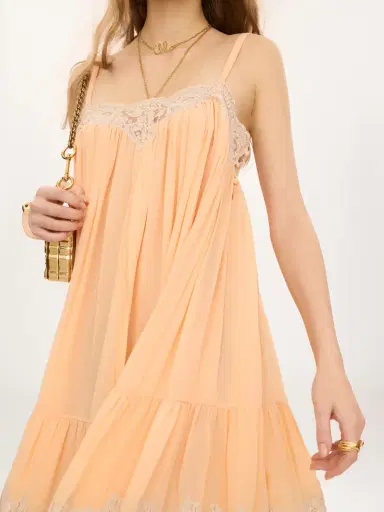 Chloé Thin-strap mini dress in silk georgette & lace | Thumbnail 6 Chloé Thin-strap mini dress in silk georgette & lace | Thumbnail 6