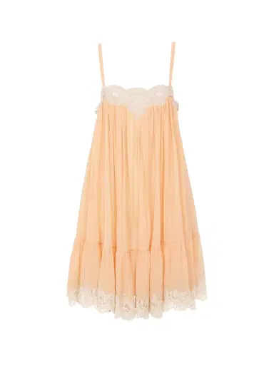 Chloé Thin-strap mini dress in silk georgette & lace | Thumbnail 1 Chloé Thin-strap mini dress in silk georgette & lace | Thumbnail 1