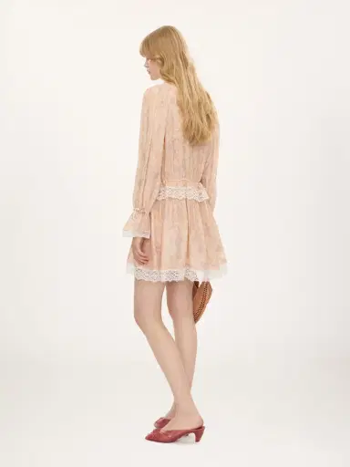 Chloé Puff-sleeve mini dress in silk charmeuse & lace | Thumbnail 5 Chloé Puff-sleeve mini dress in silk charmeuse & lace | Thumbnail 5
