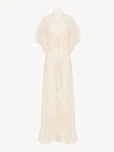 Chloé Long ruffled dress in lace | Thumbnail 2 Chloé Long ruffled dress in lace | Thumbnail 2