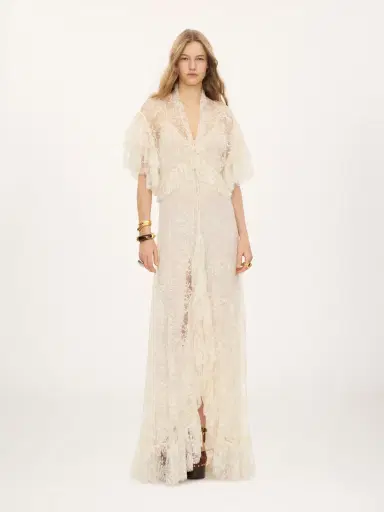 Chloé Long ruffled dress in lace | Thumbnail 3 Chloé Long ruffled dress in lace | Thumbnail 3