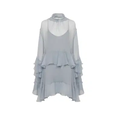 Chloé Ruffled mini dress in silk mousseline | Thumbnail 1 Chloé Ruffled mini dress in silk mousseline | Thumbnail 1
