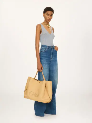 Chloé Large Chloé Clover double carry bag in raffia-effect fibers | Thumbnail 8 Chloé Large Chloé Clover double carry bag in raffia-effect fibers | Thumbnail 8