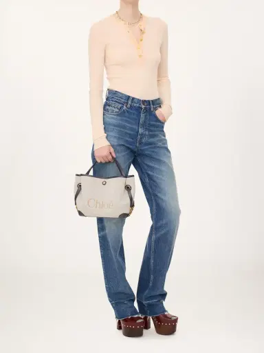 Chloé Small Chloé Clover double carry bag in canvas | Thumbnail 8 Chloé Small Chloé Clover double carry bag in canvas | Thumbnail 8