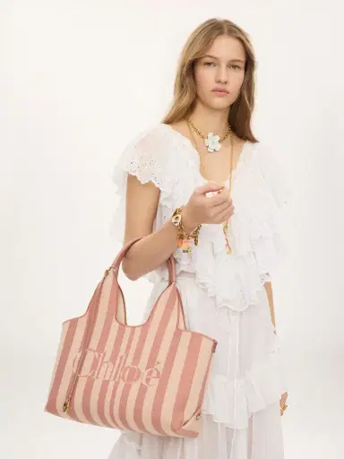 Chloé Chloé Stripy east-west tote bag in jacquard | Thumbnail 3 Chloé Chloé Stripy east-west tote bag in jacquard | Thumbnail 3