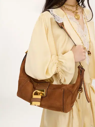 Chloé Paddington crossbody bag in suede leather | Thumbnail 3 Chloé Paddington crossbody bag in suede leather | Thumbnail 3