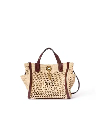 Chloé Small Chloé Iconic double carry bag in raffia | Thumbnail 2 Chloé Small Chloé Iconic double carry bag in raffia | Thumbnail 2