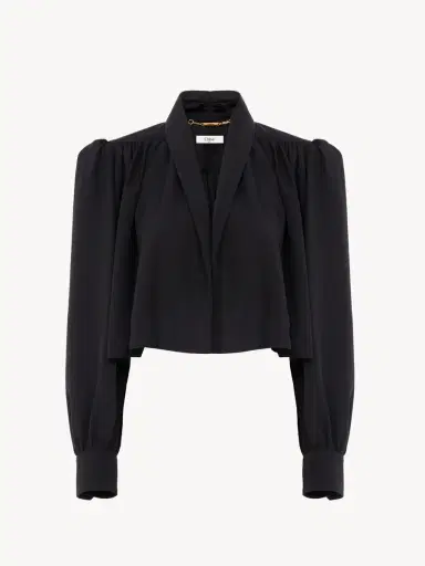 Chloé Gathered cropped jacket in washed viscose faille | Thumbnail 2 Chloé Gathered cropped jacket in washed viscose faille | Thumbnail 2