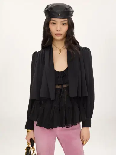 Chloé Gathered cropped jacket in washed viscose faille | Thumbnail 4 Chloé Gathered cropped jacket in washed viscose faille | Thumbnail 4