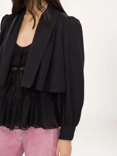 Chloé Gathered cropped jacket in washed viscose faille | Thumbnail 5 Chloé Gathered cropped jacket in washed viscose faille | Thumbnail 5