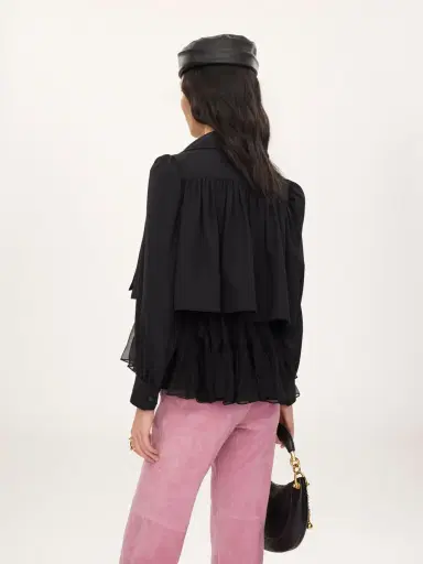 Chloé Gathered cropped jacket in washed viscose faille | Thumbnail 6 Chloé Gathered cropped jacket in washed viscose faille | Thumbnail 6
