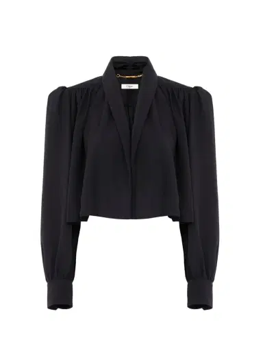 Chloé Gathered cropped jacket in washed viscose faille | Thumbnail 1 Chloé Gathered cropped jacket in washed viscose faille | Thumbnail 1