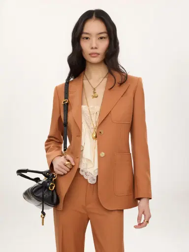 Chloé Single-breasted tailored jacket in wool gabardine | Thumbnail 4 Chloé Single-breasted tailored jacket in wool gabardine | Thumbnail 4