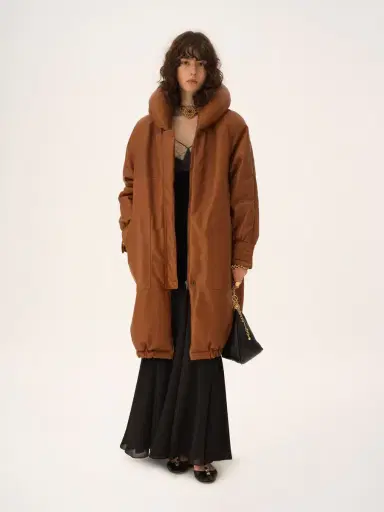 Chloé Long puffer coat in leather | Thumbnail 3 Chloé Long puffer coat in leather | Thumbnail 3