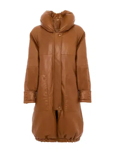 Chloé Long puffer coat in leather | Thumbnail 1 Chloé Long puffer coat in leather | Thumbnail 1