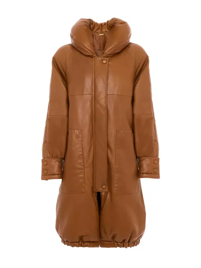 Long puffer coat in leather Long puffer coat in leather
