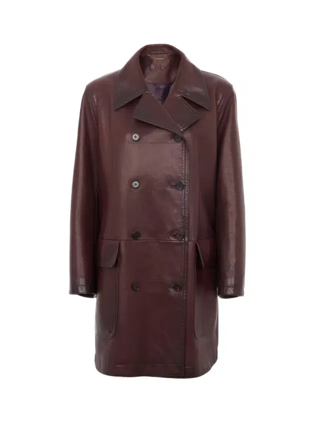 Double-breasted carcoat in leather Double-breasted carcoat in leather