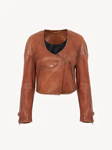 Chloé Cropped scoop-neck jacket in leather | Thumbnail 2 Chloé Cropped scoop-neck jacket in leather | Thumbnail 2