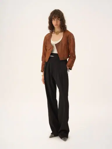 Chloé Cropped scoop-neck jacket in leather | Thumbnail 3 Chloé Cropped scoop-neck jacket in leather | Thumbnail 3
